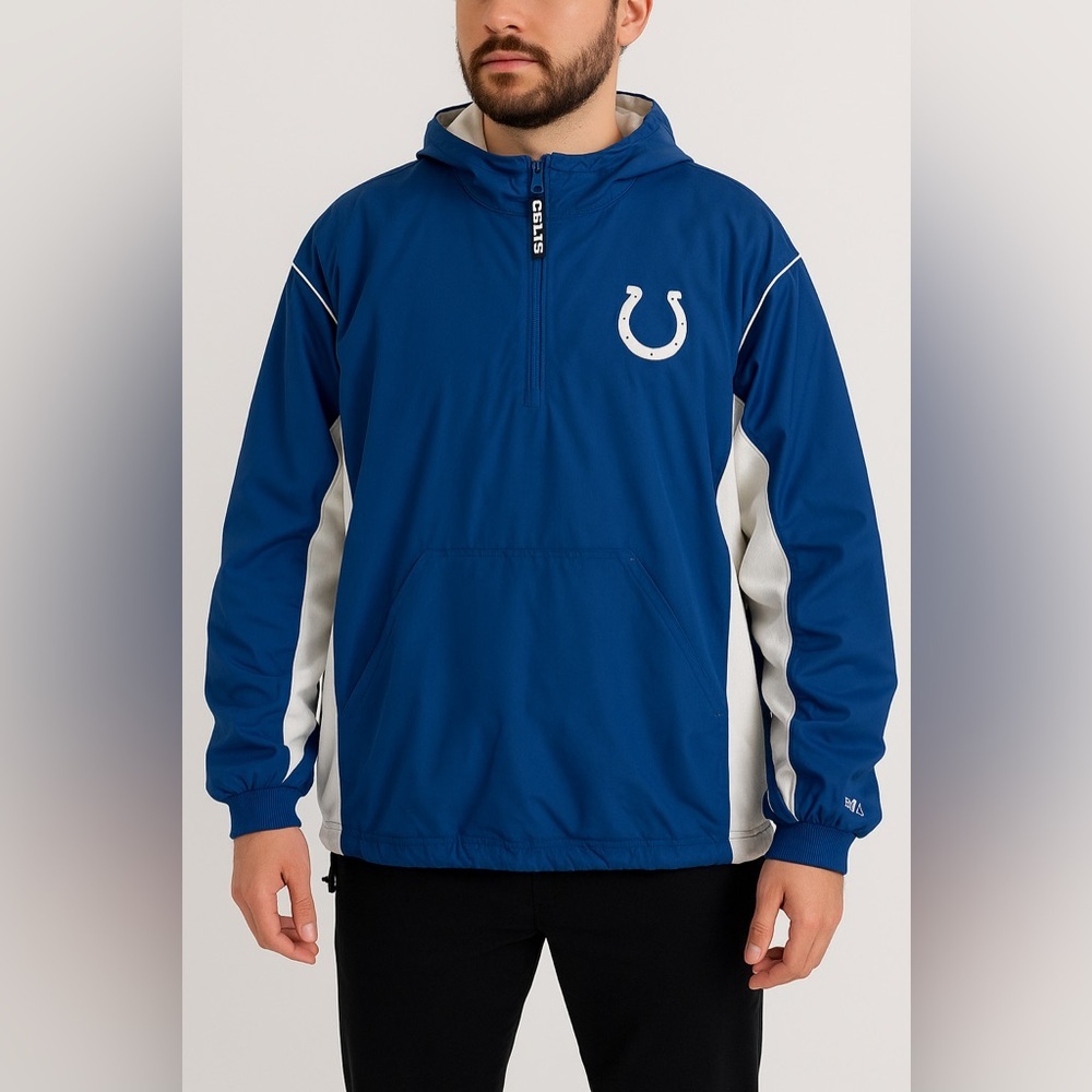 EUC NFL Indianapolis Colts Men’s Reversible Fleece/Windbreaker Pullover Sz 2XL